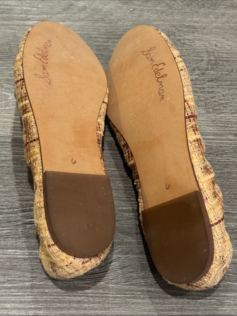 Sam Edelman-Felicia,Tan/Gold Boucle Tweed Ballet Flats Size 6 NWT NIB - Picture 4 of 8